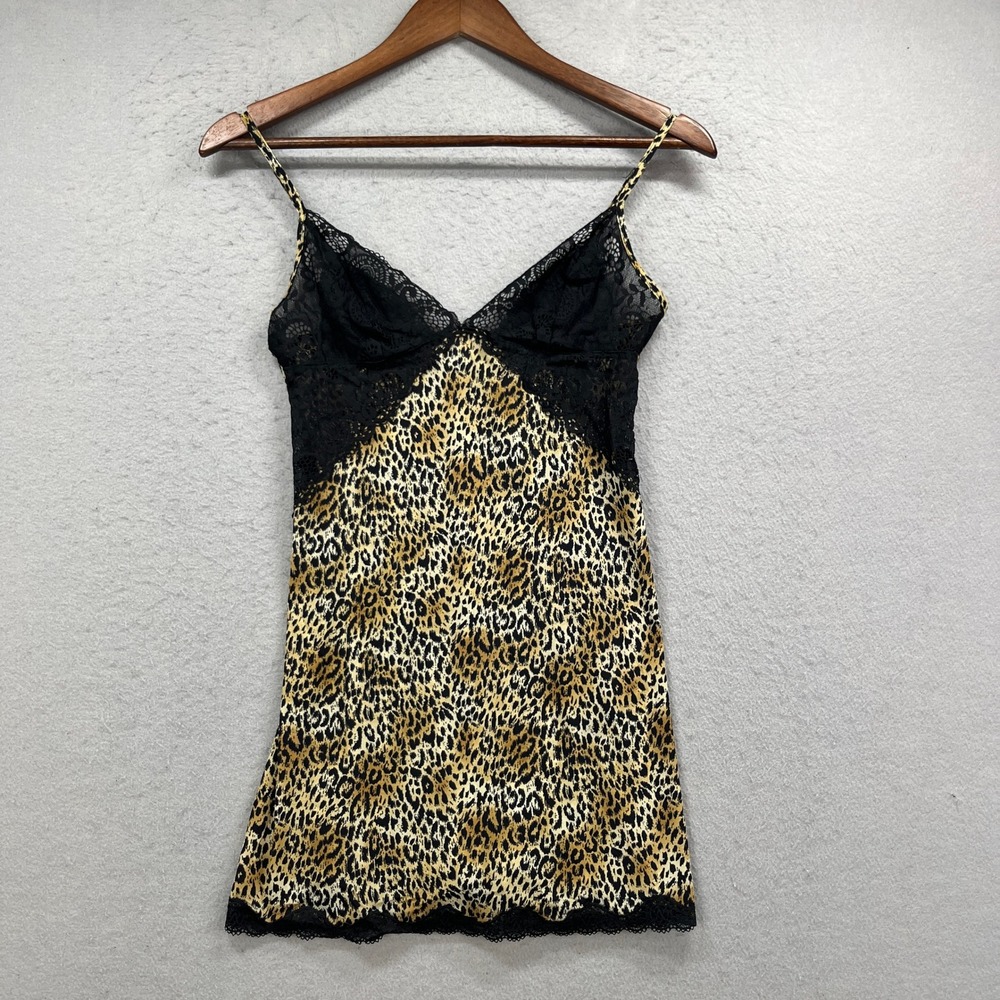 Victoria Secret Slip Dress Womens Small Leopard Lace Chemise Nightie Lingerie